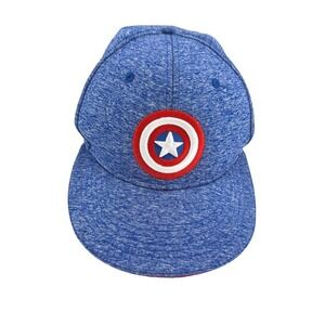 Marvel Captain America Mens OSFM Pre-Owned Blue Heathered Snapback Cap/Hat‎